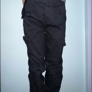 black cargo style sweatpants